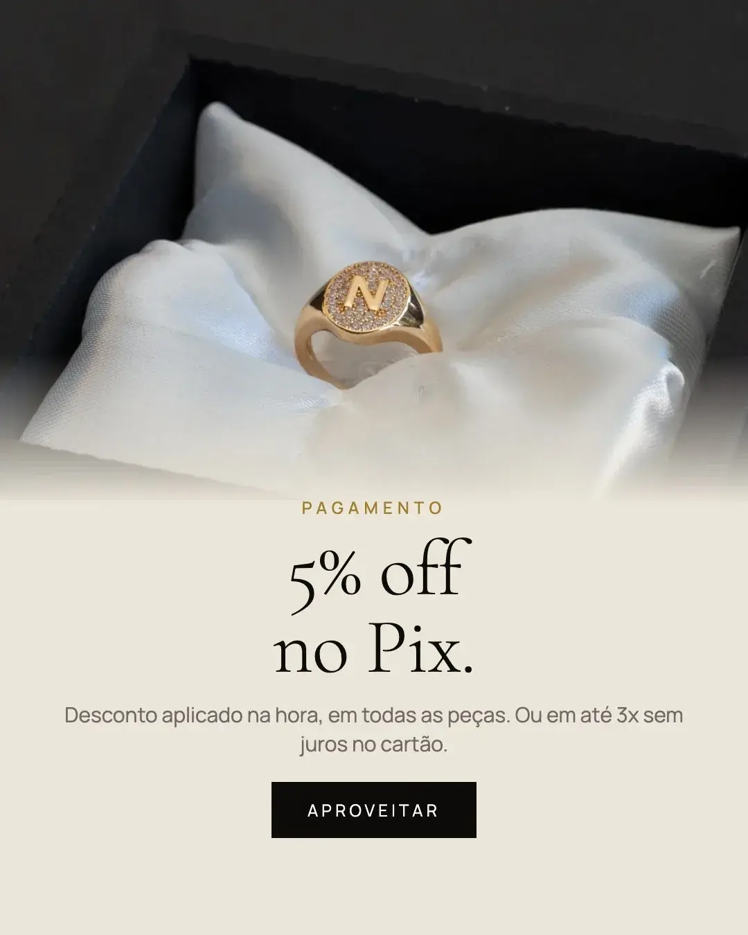 5% off no Pix em todas as peças